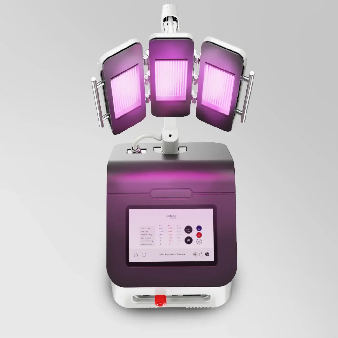 Dermalux Compact Lite — konsol ve üç panelli baş, önden